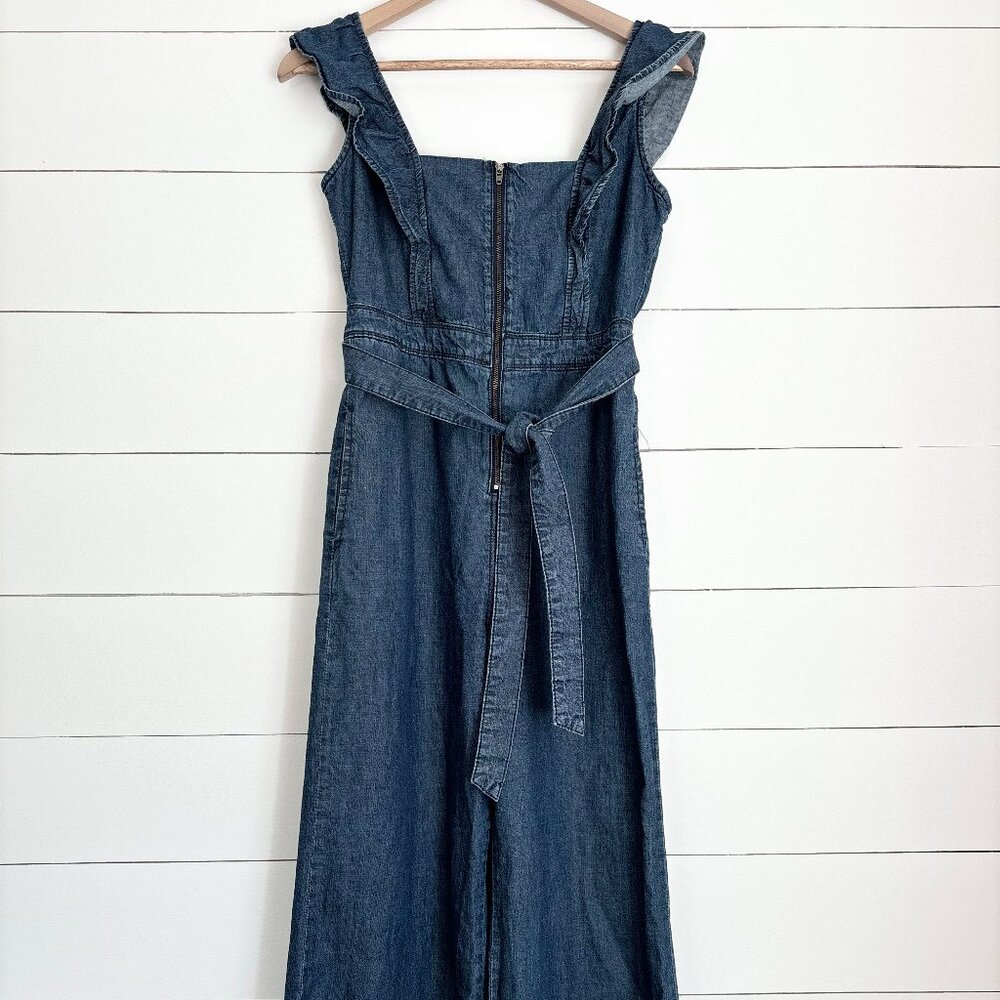 Free People denim wide leg jumpsuit